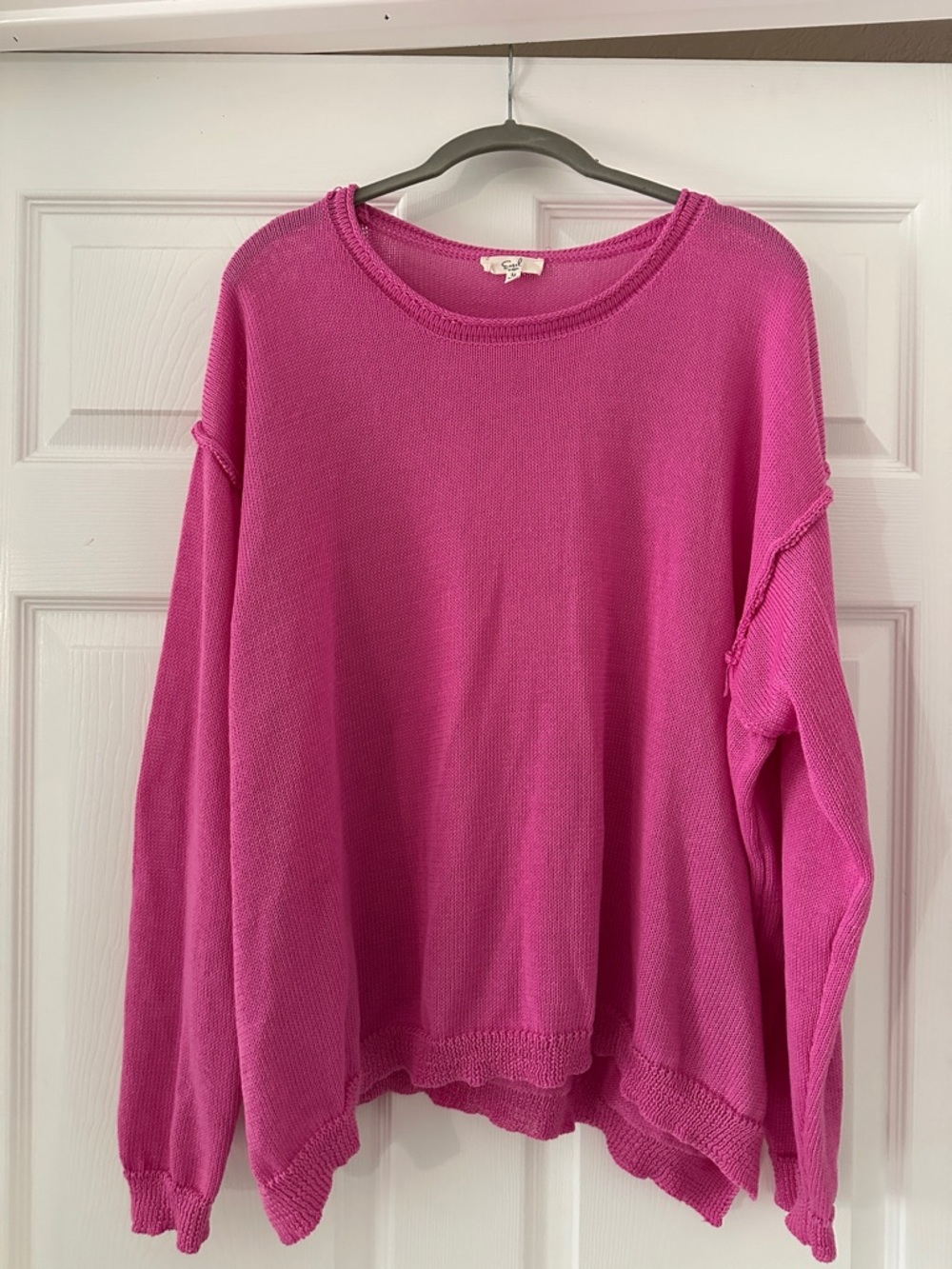 easel Hot Pink Oversized Knit Sweater